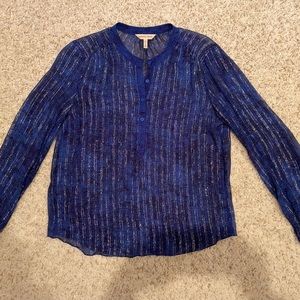 Rebecca Taylor sheer Blue/Black snake print blouse